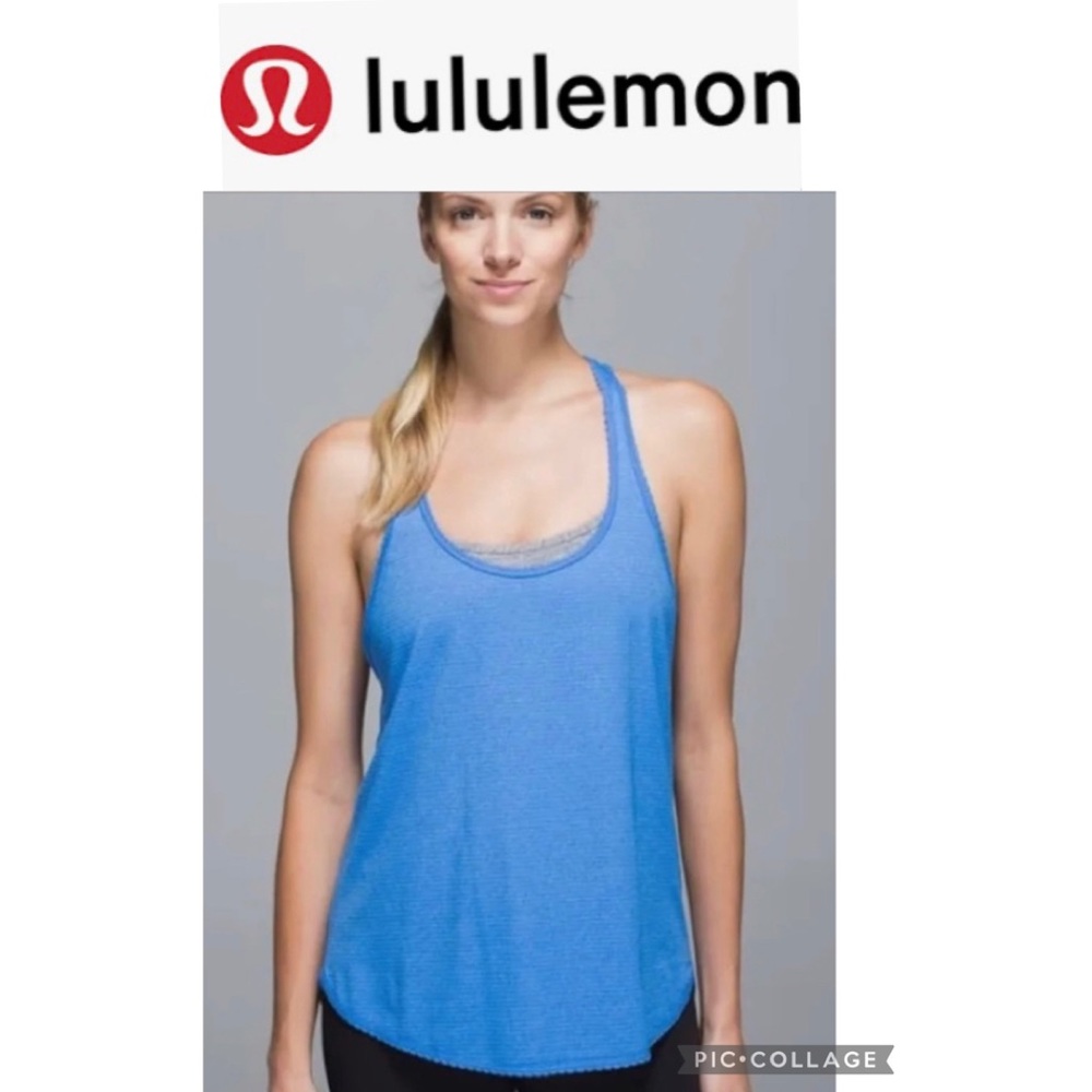 SZ 12 LULULEMON SINGLET TOP NWT SHEER LIGHTWEIGHT ATHLEISURE BLUE